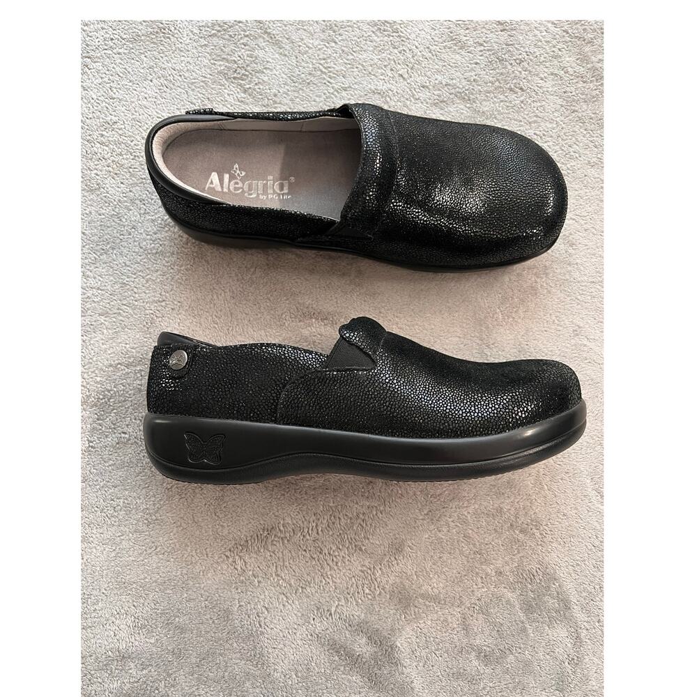 Alegria Keli **NEW(read) Professional  Black Shimmery Leather Slip On ShoeEU 37